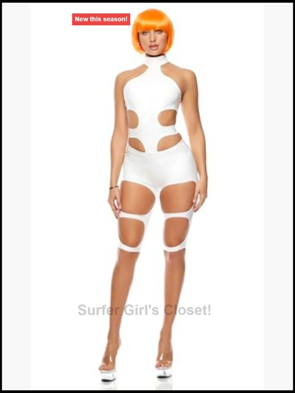 Futuristic Strappy Stretchy Bodysuit Costume with Cutouts